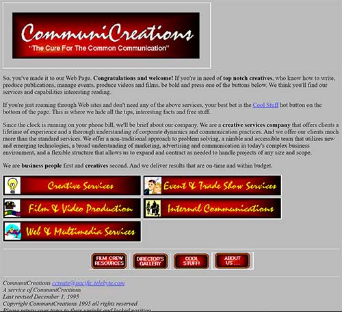 A screen capture of a website, circa 1995.