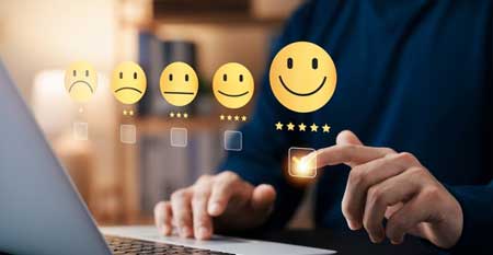Happy face rankings confirm a good user experience on a computer screen